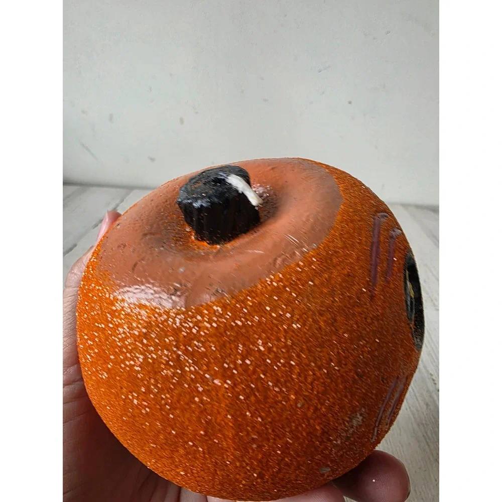 Dept 56 glitter pumpkin Halloween glitterville? Candle figurine statue decor